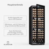 thumbnail of Klarstein Vinovilla Trio Weinkühlschrank | 144 Flaschen | 3 Zonen | 38 dB | 12 Regale | Kompressor | 413 Liter Schwarz