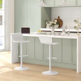 thumbnail of Conjunto de 2 taburetes altos de cocina sillas altas de cocina giratoria con respaldo y altura ajustable carga 120 kg para bar salón comedor blanco