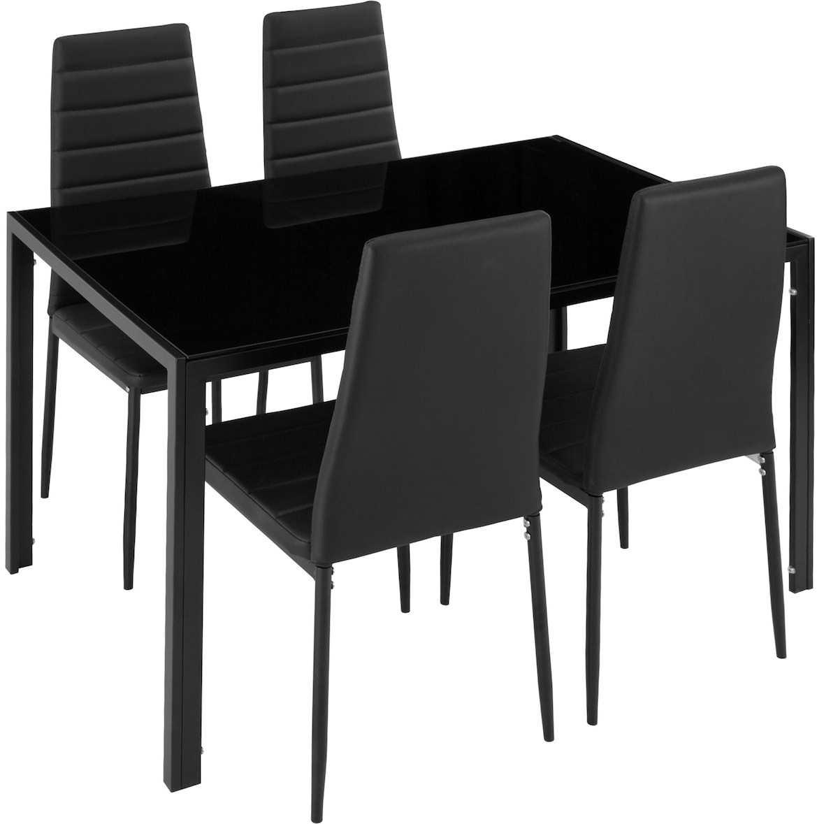 tectake Conjunto de mesa e 4 cadeiras de jantar BERLIM  Preto
