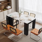 thumbnail of Kücheninsel mit Rollen ausziehbar Weiß+Schwarz 150x80x77  mit LED-Beleuchtung, Stauraumfächern und USB- und Type-C-Anschlüssen, MDF+Glas