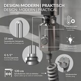 thumbnail of ECD Germany Elektrischer Badheizkörper 400x1800 mm Chrom | 900W gebogen, Seitenanschluss, Handtuchwärmer, Heizung