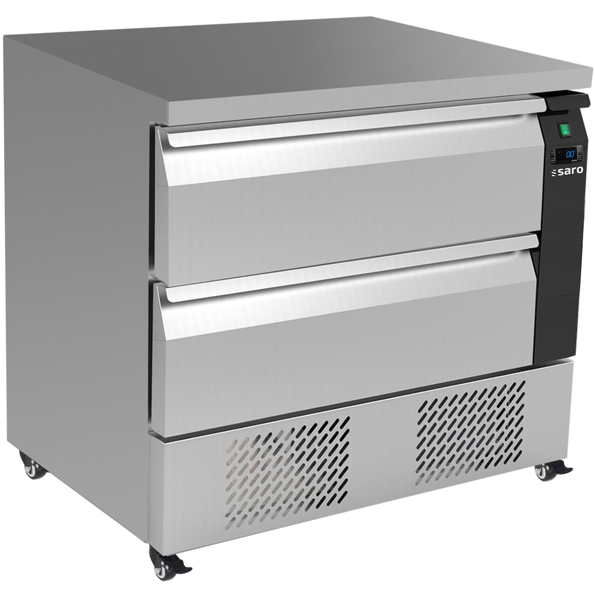 Saro Schubladenkühltisch mit 2 Schubladen, Modell DRAW, B 905 x T 700 x H 865 mm, fahrbar