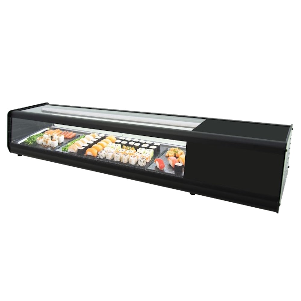 Vitrina refrigerada para sushi para 4 gn 1/3 vidro reto - 1455x400x300 mm - 200 W 230/1V - 13RC5144 Eurast