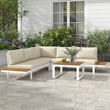thumbnail of Outsunny conjunto de muebles de jardín 4 piezas juego de muebles de terraza incluye 2 sofás dobles 1 sofá esquinero reclinable y mesa de centro