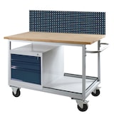 thumbnail of PROREGAL Mobile Werkbank Light Rhino mit Ablagefach, 3 Schubladen, Lochplatte, 4 Rollen | HxBxT 131x130x60cm, Traglast 300kg | Lichtgrau/Anthrazitgrau