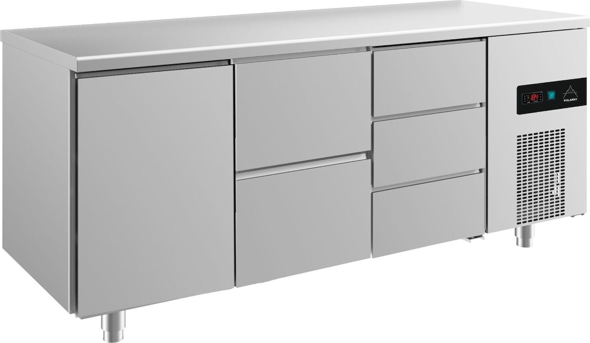 Gastro Kühltisch 1 Tür 5 Schubladen Umluftkühlung 1865x700x850mm -2/+8°C ISO50mm 474L