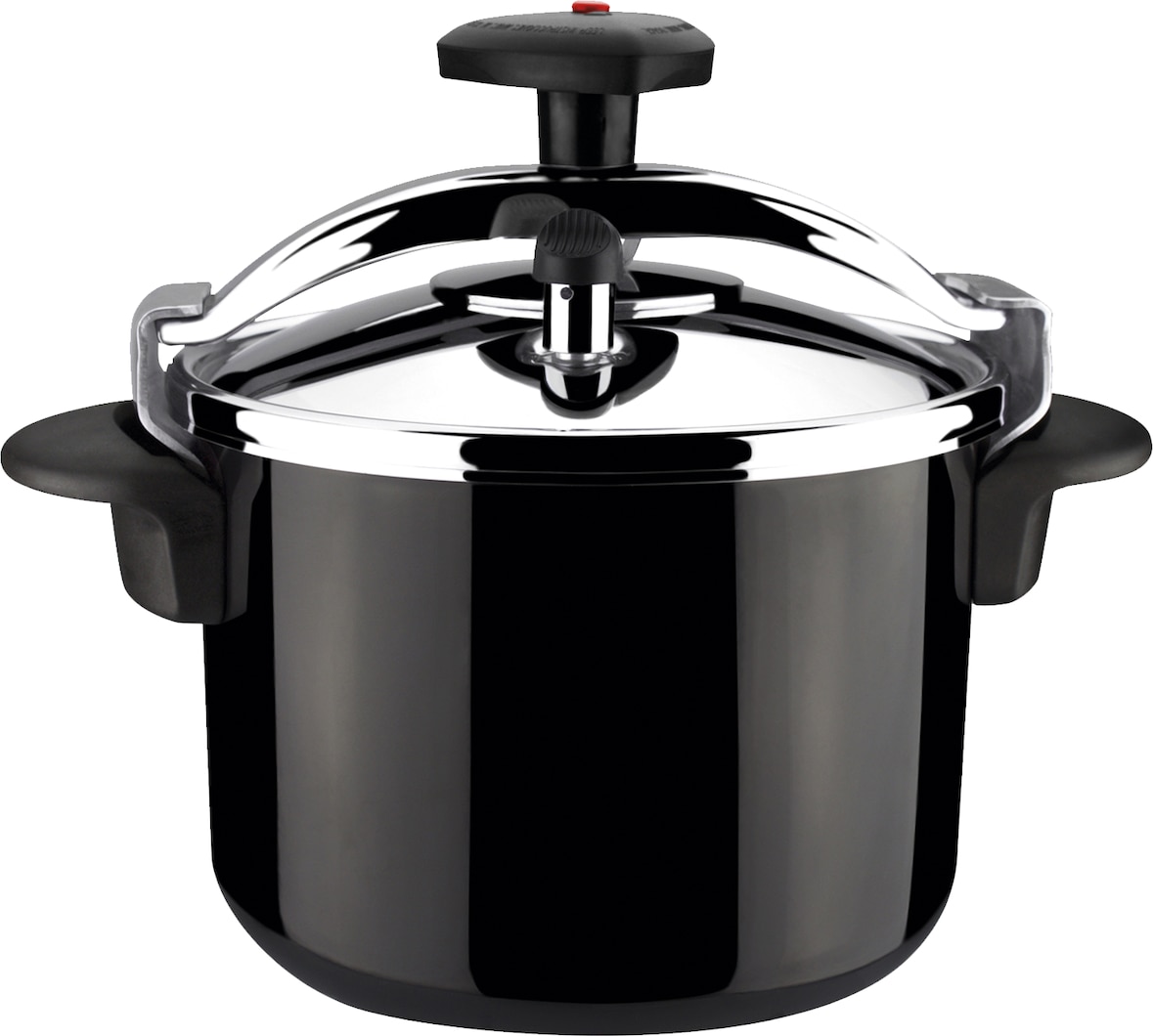 MAGEFESA CASTELL Olla a Presión Rápida Negra de 6 Litros Fabricada en Acero Inoxidable 18/10, Con Fondo Difusor y Pomo Rotatorio, Apta en Inducción