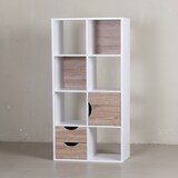 thumbnail of Großes Bücherregal in Sonoma Eiche und Weiß, modernes Design, 8 Fächer für Stauraum, multifunktional als Raumteiler nutzbar | Kadima Design