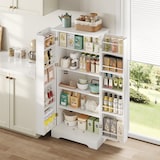 thumbnail of Küchenschrank 60x35x128 cm Weiß mit LED-Sensorleuchte, höhenverstellbaren Einlegeböden, 5 Ablagen, Türen und Kippschutz für Küche und Wohnraum