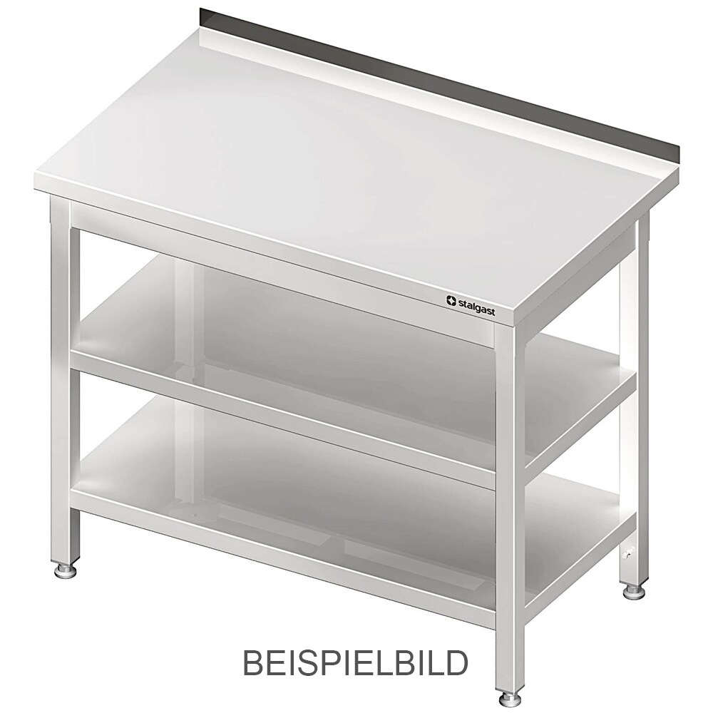 Stalgast Edelstahl Arbeitstisch mit Grund- und Zwischenboden, 1900x700x850 mm, ohne Aufkantung, verschweißt