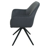 thumbnail of 6er-Set Esszimmerstuhl | HxBxT 87x58x55cm | Sitzhöhe 46cm | drehbar Auto-Position Stoff/Textil | Anthrazit | Küchenstuhl Lehnstuhl Stuhl Armlehnen