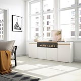 thumbnail of Dressoir, Opbergkast, 200x75x35cm, 4 Deuren, Elektrische haard, Wit en Eiken soft