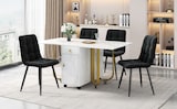thumbnail of Essgruppe Esstisch mit 4 Stühlen 150x80x76 cm klappbarer Küchentisch Set gepolsterte Samtstühle mit Rückenlehne MDF Tischplatte Metallbeine Weiß