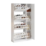thumbnail of Schuhschrank Spiegelschrank 80x24x147 mit 4 Kippfächern verstellbarem Regal Flurkommode Spiegel Stauraum platzsparend Weiß