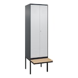 thumbnail of C+P Doppel-Spind Classic PLUS, schwebender Sitzbank aus Buche 2 Abteile, HxBxT 212x60x82cm, Zylinderschloss, Anthrazit/Hellgrau von PROREGAL