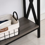 thumbnail of Mueble Recibidor Mesa de Consola Estrecha con Estante Inferior y 2 Compartimentos Abiertos para Entrada Pasillo Salón 120x23,5x75 cm Gris Veteado