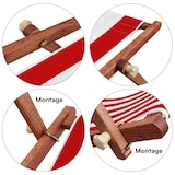 thumbnail of Gartenliege rot-weiß Strandliege Sonnenliege Holz Relaxliege Sonnendach Strandstuhl 10-314 S