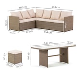 thumbnail of Set da giardino in polyrattan, divano angolare 7 posti, 2 pouf, tavolo 140x70cm con top in vetro temperato, elegante, per terrazza, giardino - SIENA