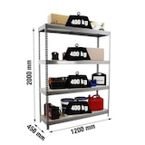 thumbnail of SimonRack Scaffale industriale, 2000x1200x450 mm, 400 kg al punto di flessione, 4 ripiani in legno, scaffale per garage, Grigio/Legno- Ecoforte