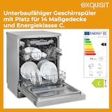 thumbnail of Exquisit PRO Geschirrspüler 60 cm, Unterbaufähig, EEK: C, 14 Maßgedecke, Besteckschublade, Automatische Türöffnung, 11 Liter, GSP56314-030C silber