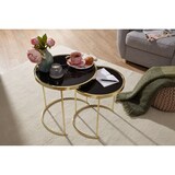 thumbnail of 2er-Set Satztische mit Hochglanz Metallgestell und schwarzem Glas, 50/42 cm - Stilvolles Design mit sicherem Stand. 50x50x50 cm | Kadima Design