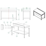 thumbnail of Tavolo lavoro in acciaio inox con ripiano 150x70x85 cm e alzatina