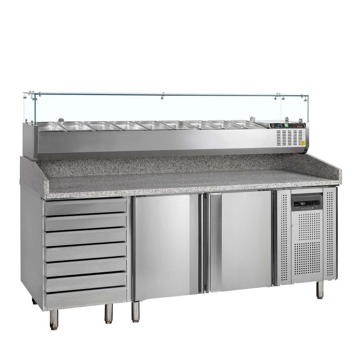 Table à pizza avec module pour garniture  PT1310 + GVC38-200
