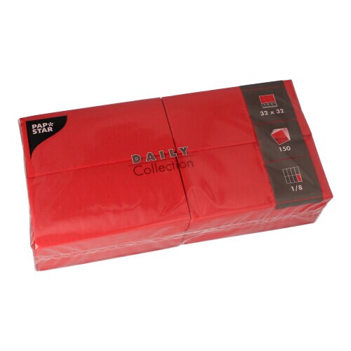 PAPSTAR 150 Servietten "DAILY Collection" 1/8-Falz 32 cm x 32 cm rot