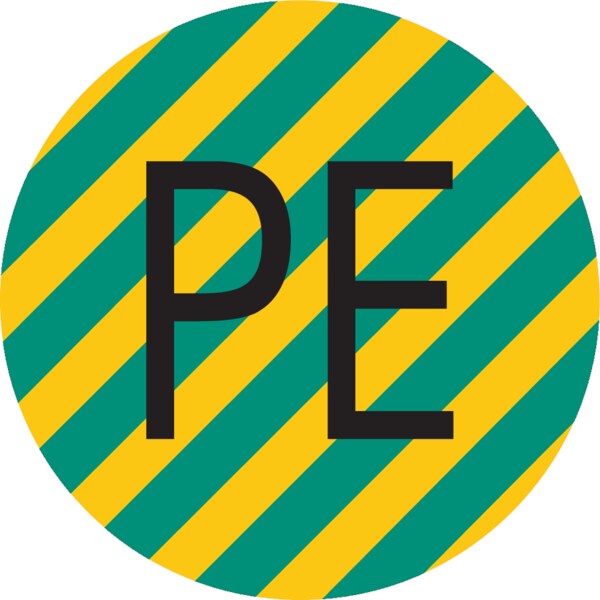 Leiterkennzeichnung, Schutzleiter (PE) - 1 Bund = 100 Stk - 13 mm Folie selbstklebend