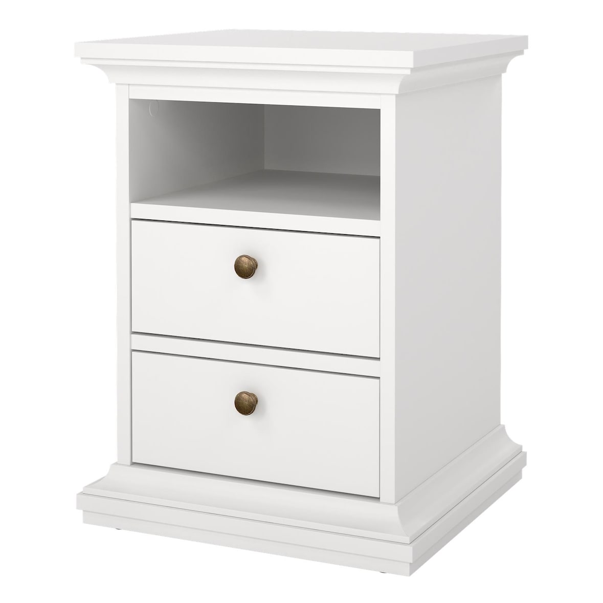 WellHome - Mesita de Noche con 2 Cajones en color Blanco 44 x 40 x 59 cm - Cabriel