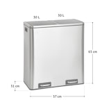 thumbnail of TM2X30 Treteimer 60 Liter Abfalleimer Mülleimer Design Mülltrennung Papierkorb Küchen-Ordnung Trennsystem Silber