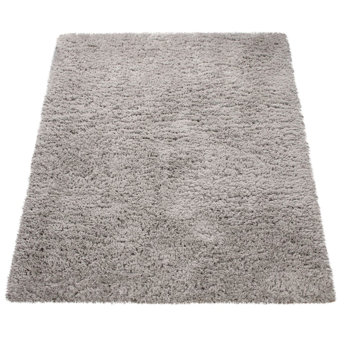 Hochflor Teppich Shaggy Unifarben Schlafzimmer schmutzabweisend Grau Rechteckig 120x160 | 100% Polyester | Florhöhe: 70 mm | pflegeleicht