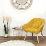 thumbnail of Mesa auxiliar tipo cesta de alambre metálico con tapa de madera - ø 40 x 40,5 cm - Redonda