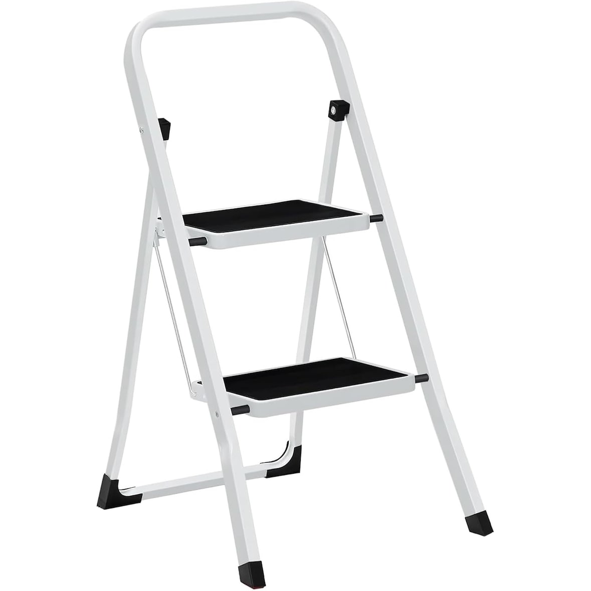 Escadote, Escadote Dobrável com 2 Degraus, Fecho de Segurança, até 150 kg, (2 Degraus Branco 87-82x55x46,5cm)