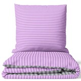 thumbnail of Baumwolle Bettwäsche 155x200 cm Lila Grau gestreift Wendeseite Reißverschluss 2 tlg