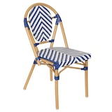 thumbnail of Chaise de terrasse style bistrot parisien en aluminium et rotin bleu