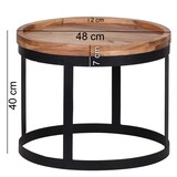 thumbnail of FineBuy 2er Set Beistelltische Massivholz Wohnzimmertisch Landhaus Metallgestell