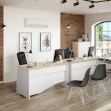 thumbnail of Dmora Schreibtisch Carrollton, Schreibtisch, PC-Halter Studiertisch mit 3 Schubladen, 136x67h74 cm, Weiß und Eiche