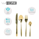 thumbnail of WellHome - Conjunto de talheres de aço inoxidável banhado a ouro com 24 peças