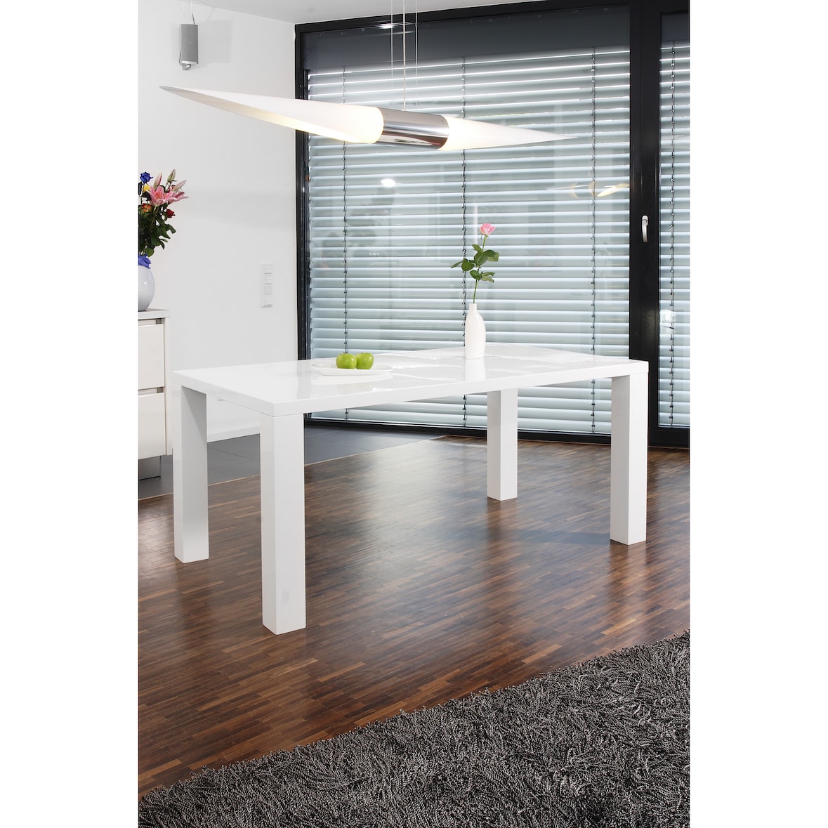 SalesFever Esstisch 160 x 90 cm | Hochglanz lackiert | MDF-Holz | B 160 x T 90 x H 76 cm | weiß
