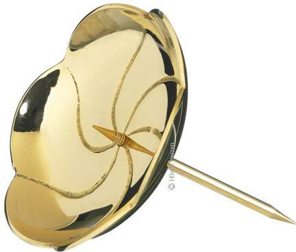4 Kranzteller, Kerzenstecker Lotos in polierten Gold, Durchmesser 12 cm mit abschraubaren Dorn