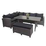 thumbnail of Poly Rattan Garnitur HWC-E96, Garten-/Lounge-Set Sitzgruppe, Spun Poly halbrundes Rattan ~ grau, Kissen anthrazit