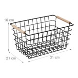 thumbnail of Relaxdays Drahtkorb, Holzgriffe, rechteckig, Gitter Design, Kleidung, Accessoires, Metallkorb, HBT: 16x31x21 cm, schwarz