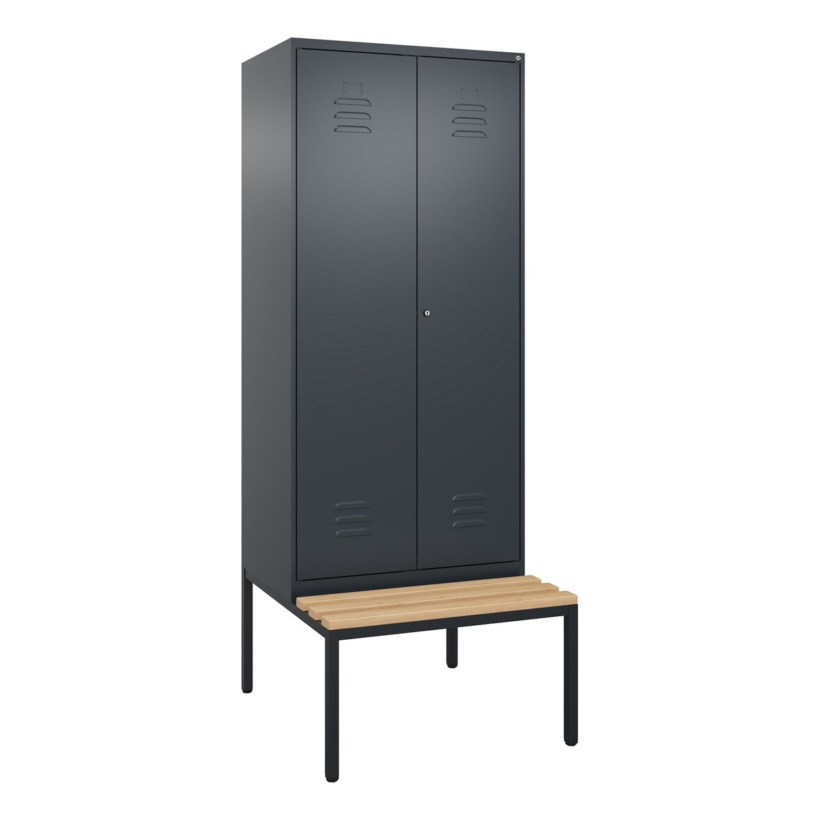 C+P Doppel-Spind Classic PLUS Buche untergebaute Bank 2 Abteile, Trennwand, HxBxT 212x80x82cm, Zylinderschloss, Anthrazit von PROREGAL