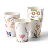 thumbnail of BIOZOYG Pappbecher bedruckt 1000 Stück Blumen 200ml/8oz, Ø 80mm Weiß - Kaffeebecher to go - Pappe beschichtet mit PE - Trinkbecher/Einweg