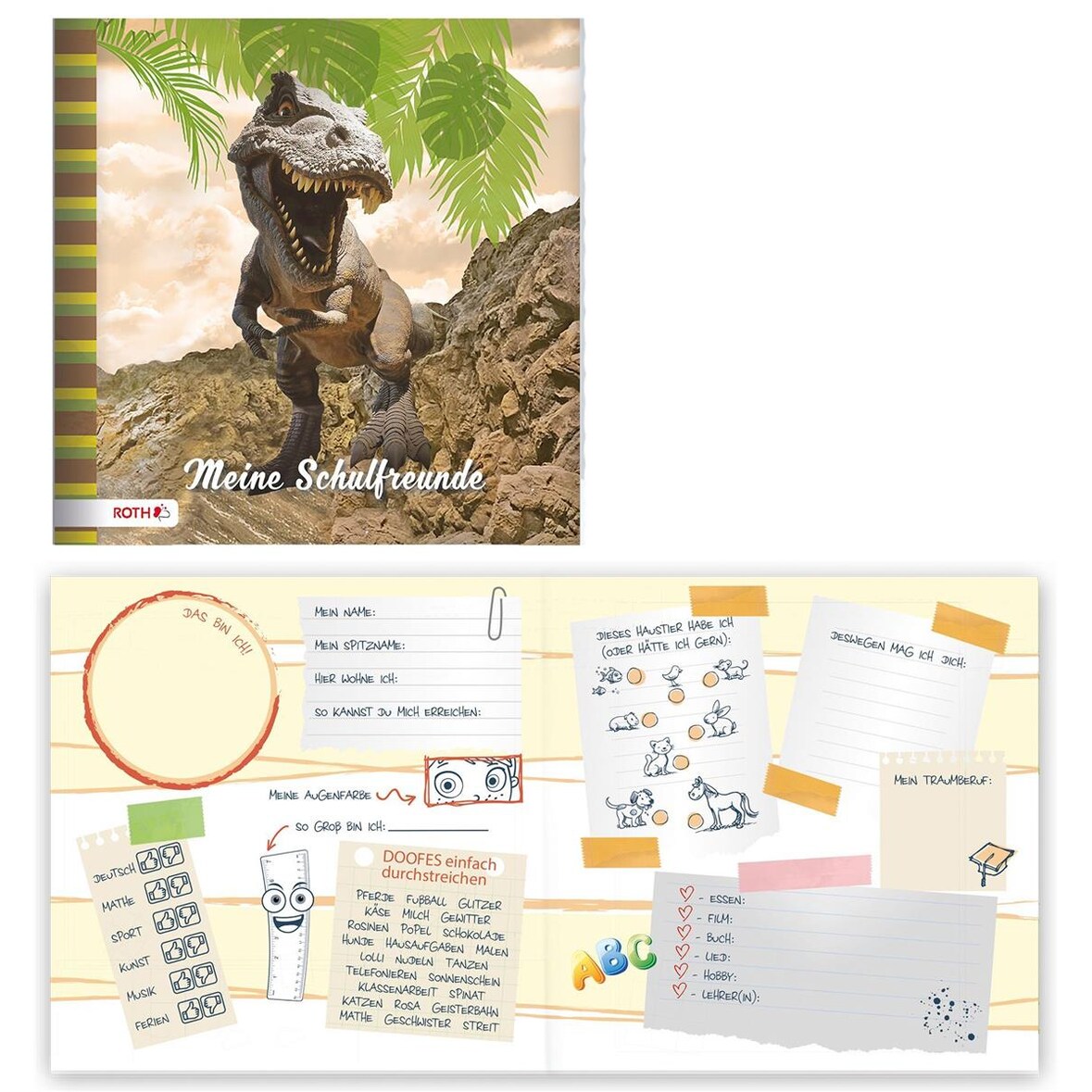 ROTH89263 ROTH Freundebuch "Tyrannosaurus", 165 x 165 mm, 64 Seiten