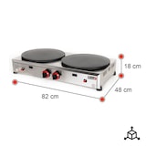 thumbnail of Romux® Crepera Profesional Doble a Gas de Sobremesa en acero inoxidable con 2 Placas de Hierro Fundido de 40 cm Ø | Crepera Industrial - 6000 W