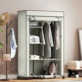 thumbnail of HOMCOM armario de tela con ruedas, armario portátil, con barra para colgar, 6 estantes, ropero portátil para dormitorio, 103x43x162,5 cm, crema