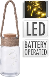 thumbnail of LED Laterne 6,5x15cm mit Kork und Jute Henkel inkl. Batterien Warmweiß Glaslaterne Dekoglas Beleuchtung Deko Licht Gartendeko Glasgefäß