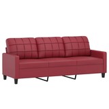 thumbnail of vidaXL 3-Sitzer-Sofa mit Hocker Weinrot 180 cm Kunstleder